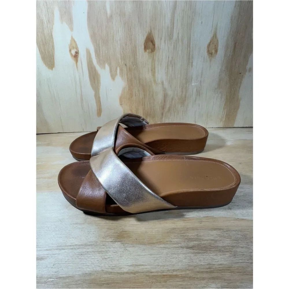 Cole Haan Metallic & Brown Slide Sandals Women’s Size 7.5